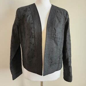 Silkland 100% Silk Jacket Womens Medium Petite PM Blazer Elegant Jacquard Grad